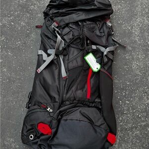 OutdoorMaster 60L Hiking & Camping Backpack – NEW with Tags – Black/Red